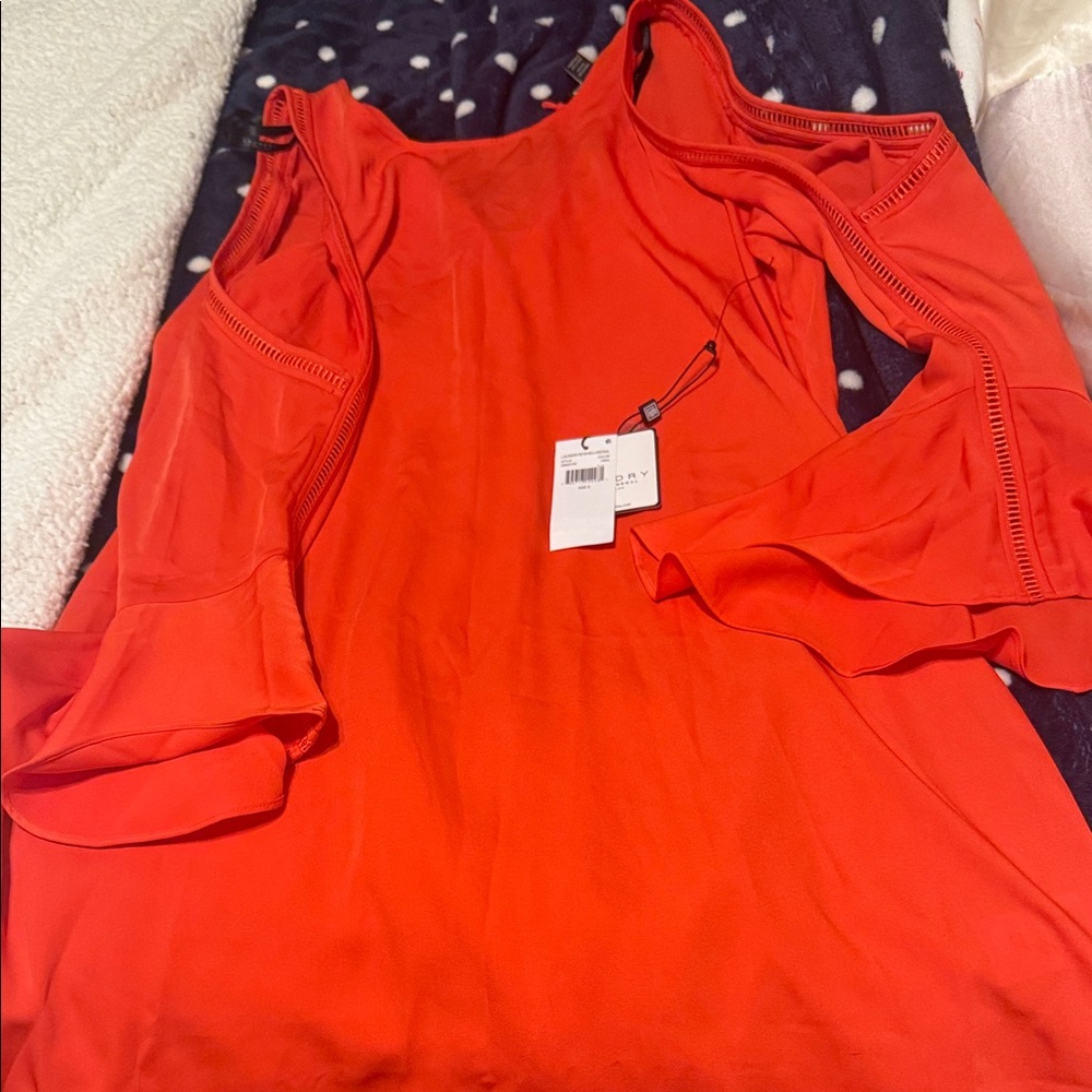 Vibrant Orange Cold Shoulder Dress